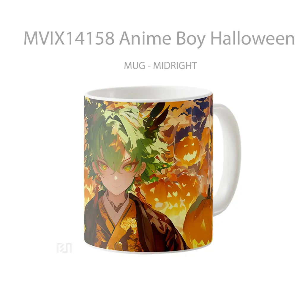 Mug Anime Boy Halloween Pumpkin Hea Cangkir Anime - All-side / Desain