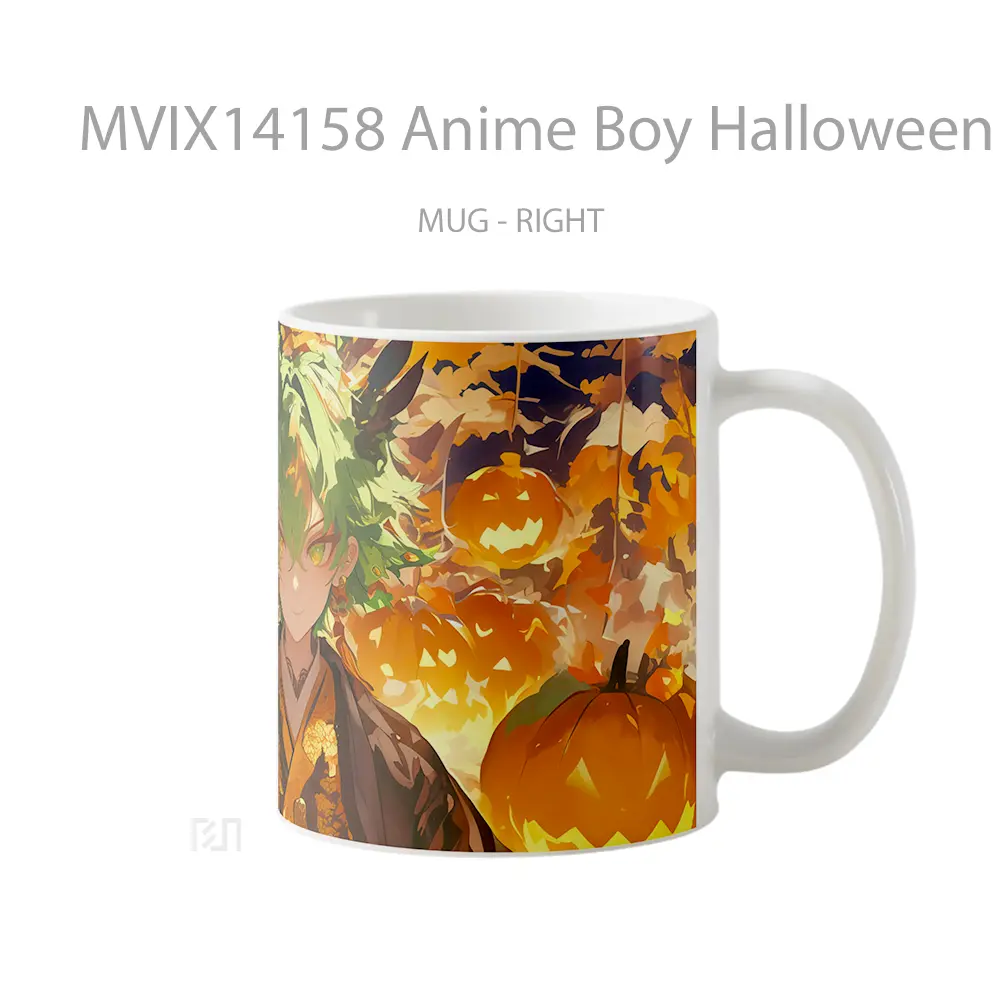 Mug Anime Boy Halloween Pumpkin Hea Cangkir Anime - All-side / Desain