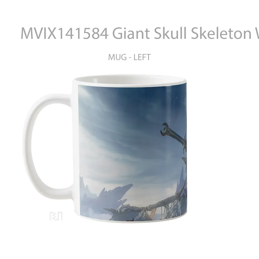 Mug Giant Skull Skeleton Warrior Tomb Fantas Gelas Keramik Unik - All-side / Desain