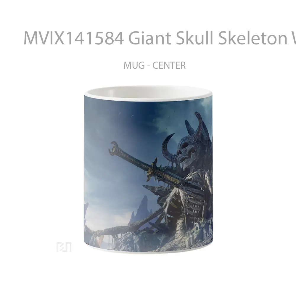 Mug Giant Skull Skeleton Warrior Tomb Fantas Gelas Keramik Unik