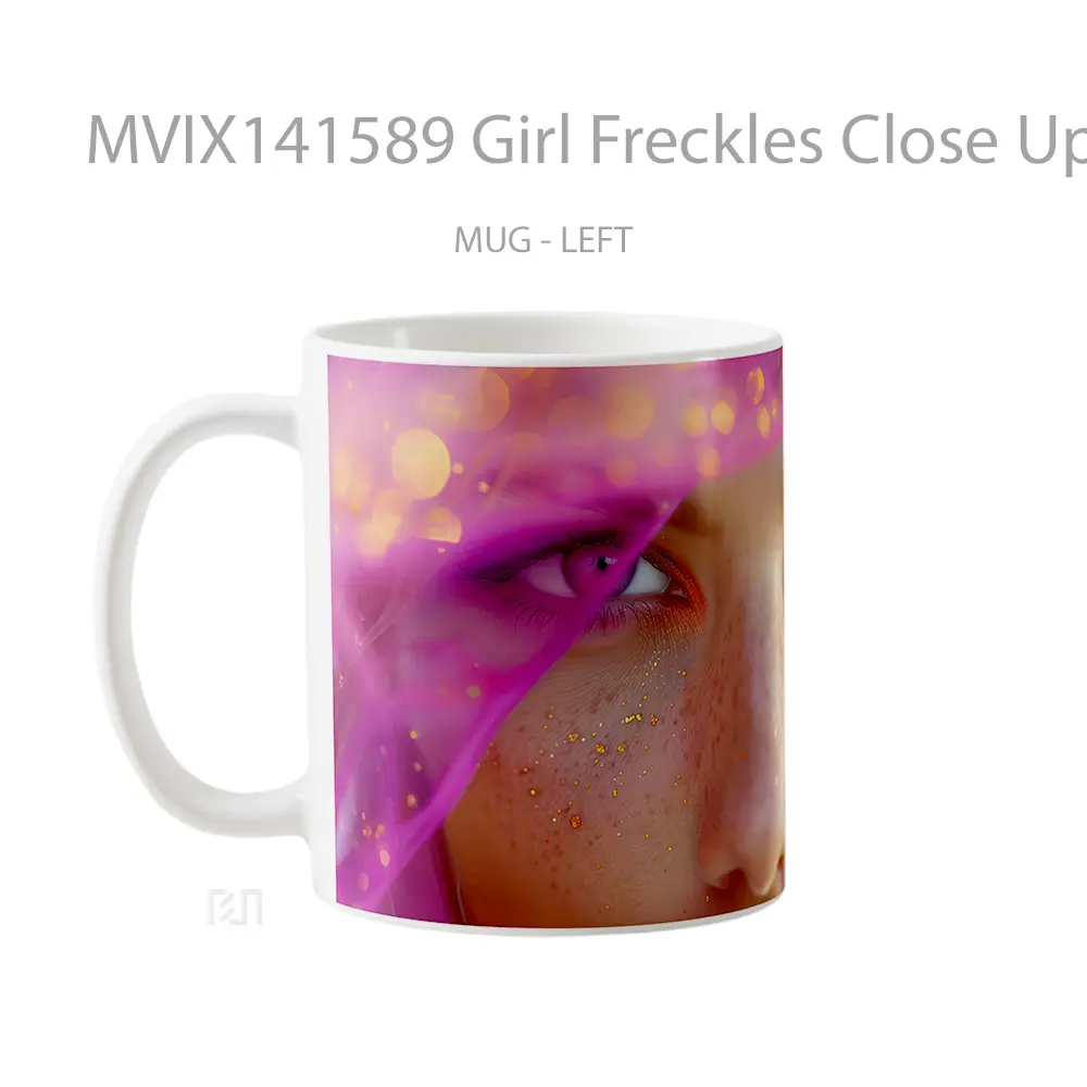 Mug Girl Freckles Close Up Digital Art Gelas Keramik Unik - All-side / Desain