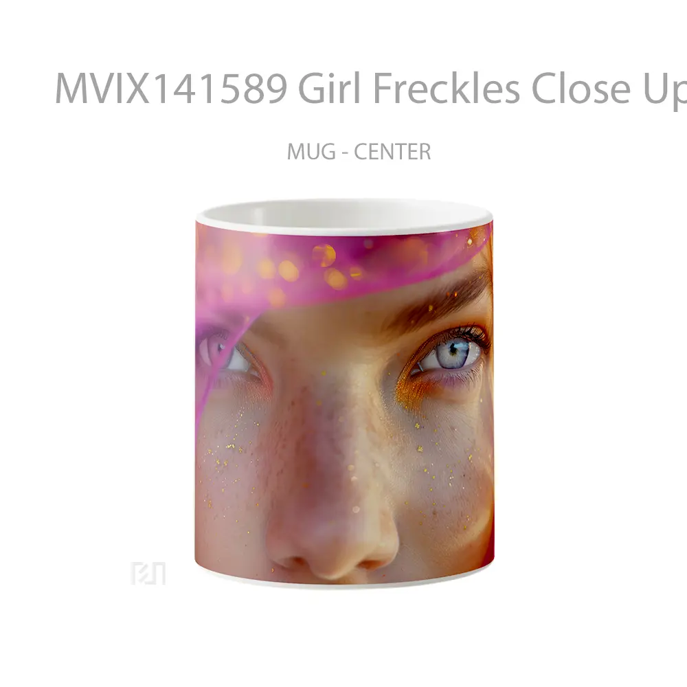 Mug Girl Freckles Close Up Digital Art Gelas Keramik Unik