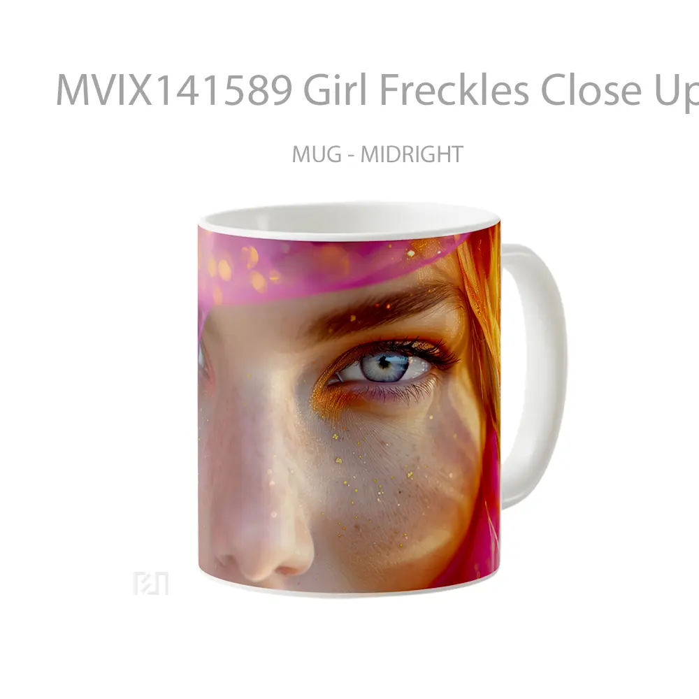 Mug Girl Freckles Close Up Digital Art Gelas Keramik Unik - All-side / Desain