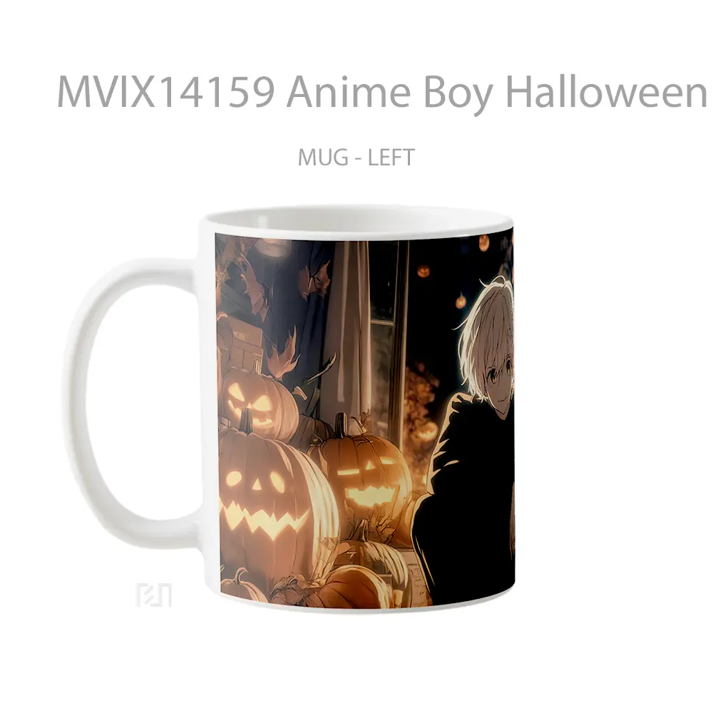 Mug Anime Boy Halloween Pumpkin Hea Cangkir Anime - All-side / Desain