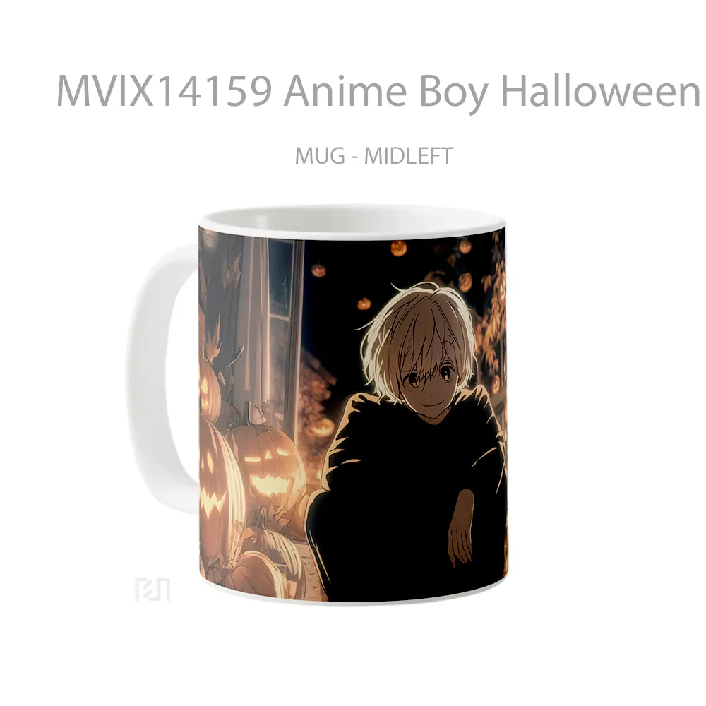 Mug Anime Boy Halloween Pumpkin Hea Cangkir Anime - All-side / Desain