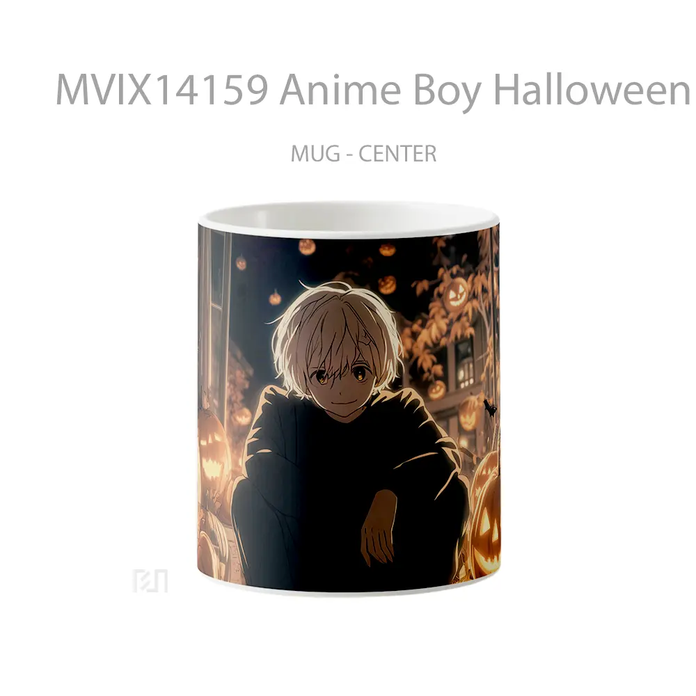 Mug Anime Boy Halloween Pumpkin Hea Cangkir Anime