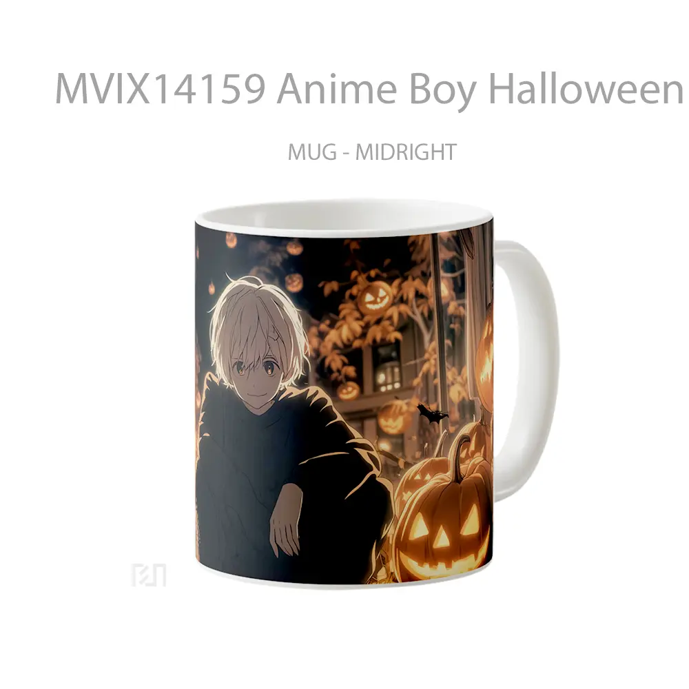Mug Anime Boy Halloween Pumpkin Hea Cangkir Anime - All-side / Desain