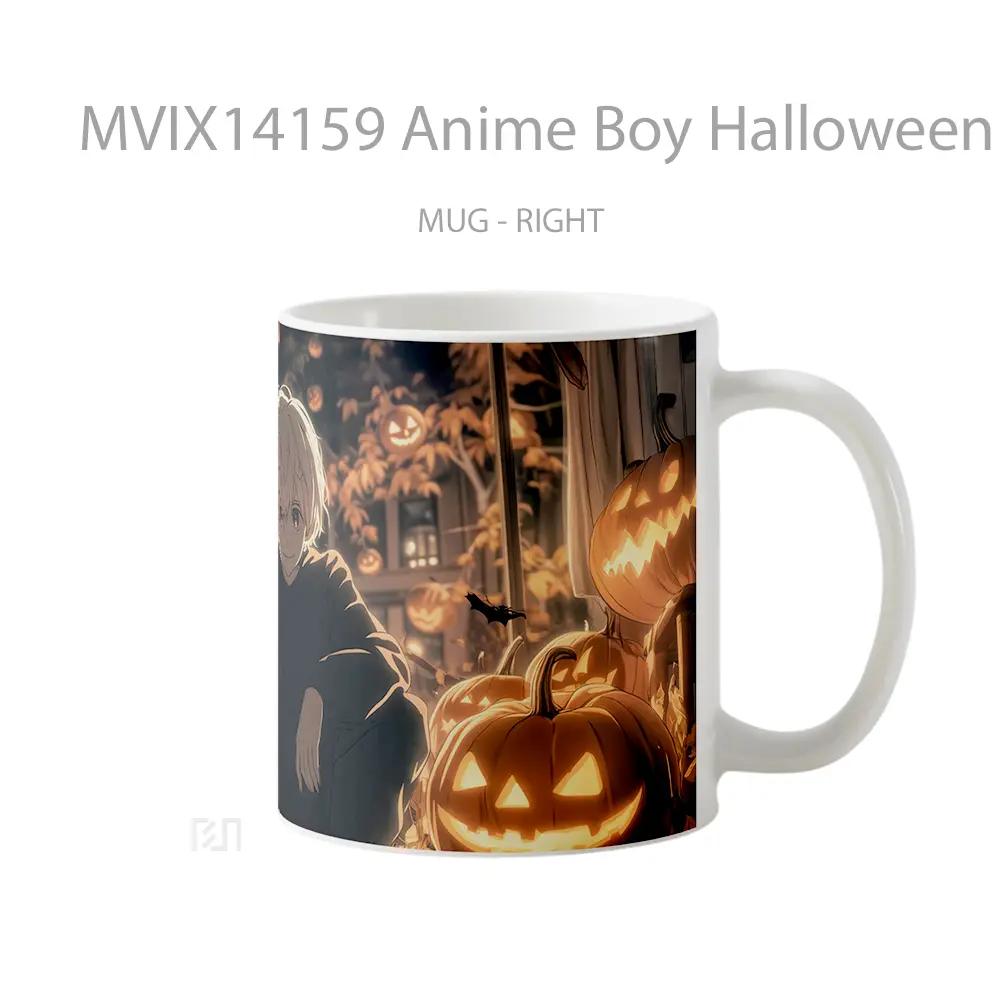 Mug Anime Boy Halloween Pumpkin Hea Cangkir Anime - All-side / Desain