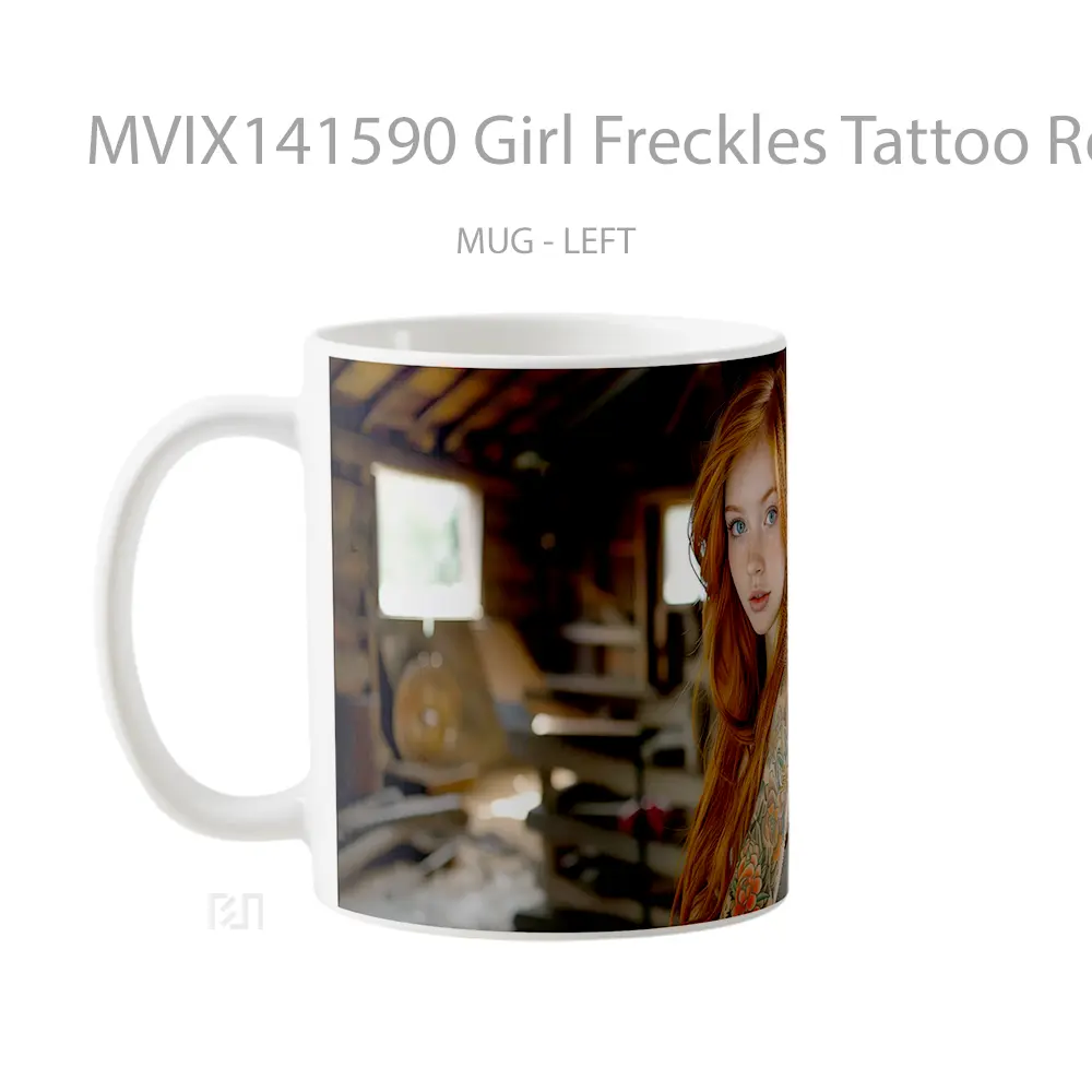 Mug Girl Freckles Tattoo Red Hair Gelas Keramik Unik - All-side / Desain