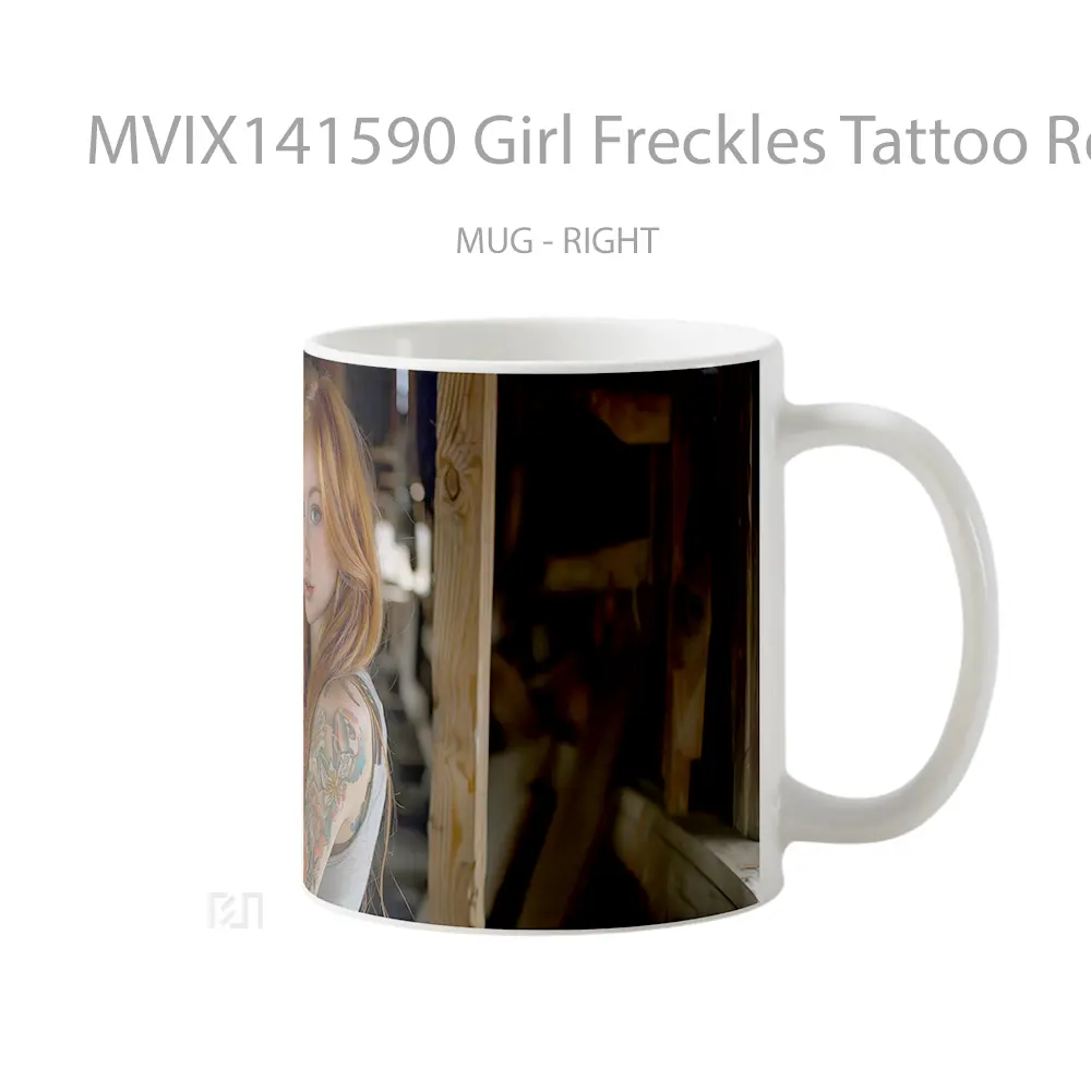 Mug Girl Freckles Tattoo Red Hair Gelas Keramik Unik - All-side / Desain