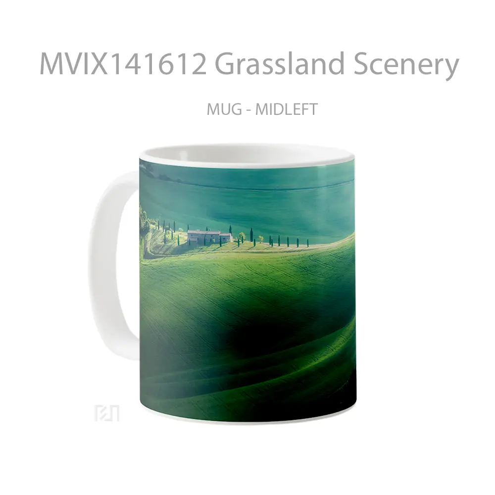 Mug Grassland Scenery Gelas Keramik Unik - All-side / Desain