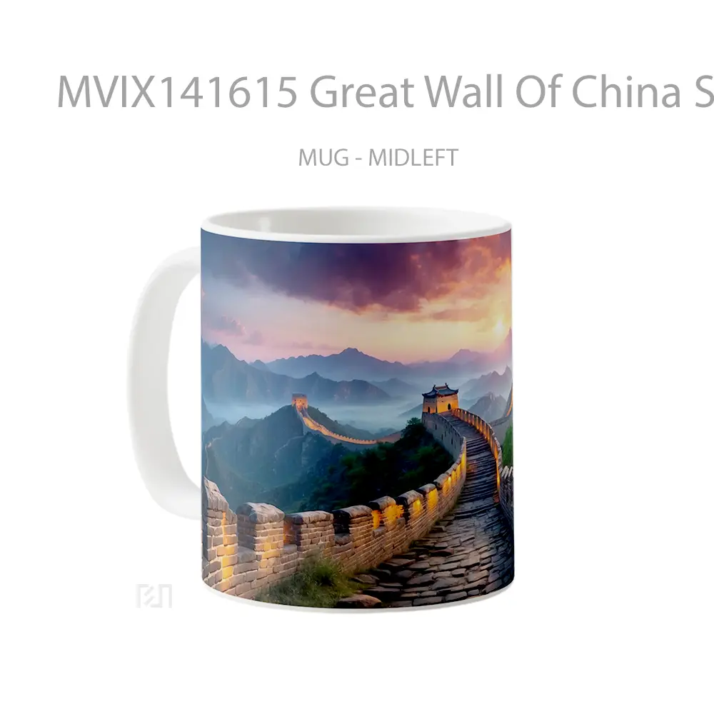 Mug Great Wall Of China Sunrise Scenery Digital Art Gelas Pemandangan Alam - All-side / Desain