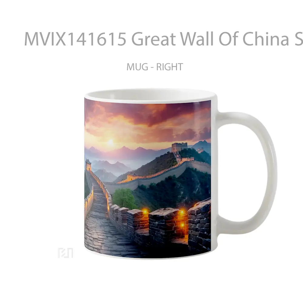 Mug Great Wall Of China Sunrise Scenery Digital Art Gelas Pemandangan Alam - All-side / Desain