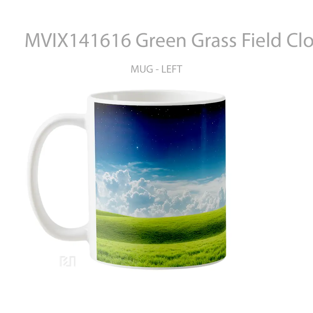 Mug Green Grass Field Clouds Sky Landscape Scenery Gelas Pemandangan Alam - All-side / Desain