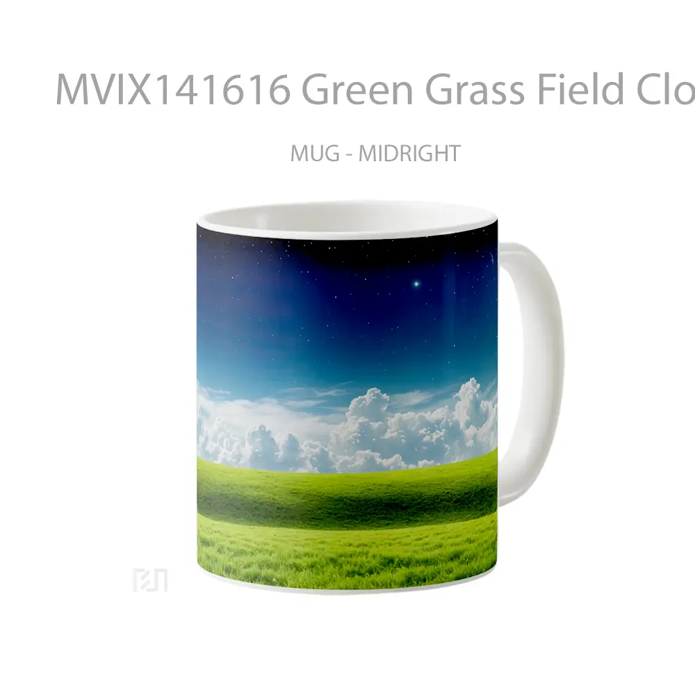 Mug Green Grass Field Clouds Sky Landscape Scenery Gelas Pemandangan Alam - All-side / Desain