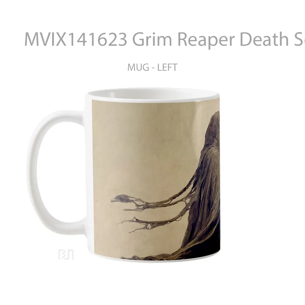 Mug Grim Reaper Death Scythe Gelas Keramik Unik - All-side / Desain