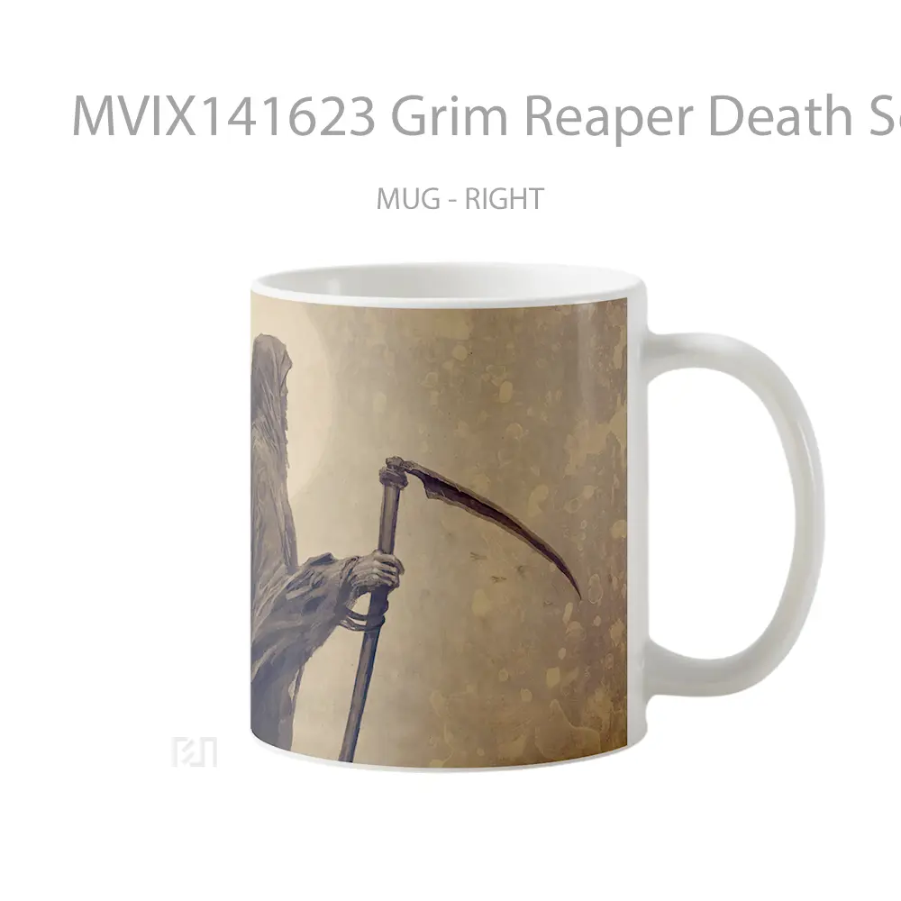 Mug Grim Reaper Death Scythe Gelas Keramik Unik - All-side / Desain