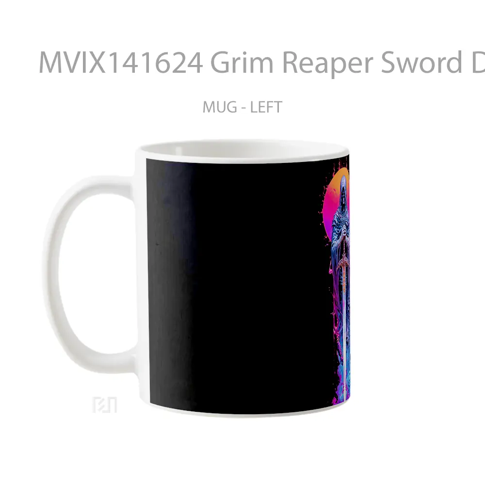 Mug Grim Reaper Sword Digital Art Gelas Keramik Unik - All-side / Desain