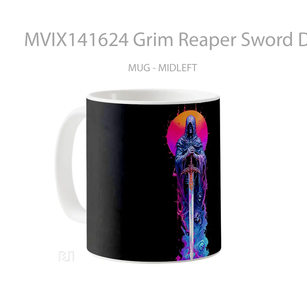 Mug Grim Reaper Sword Digital Art Gelas Keramik Unik - All-side / Desain