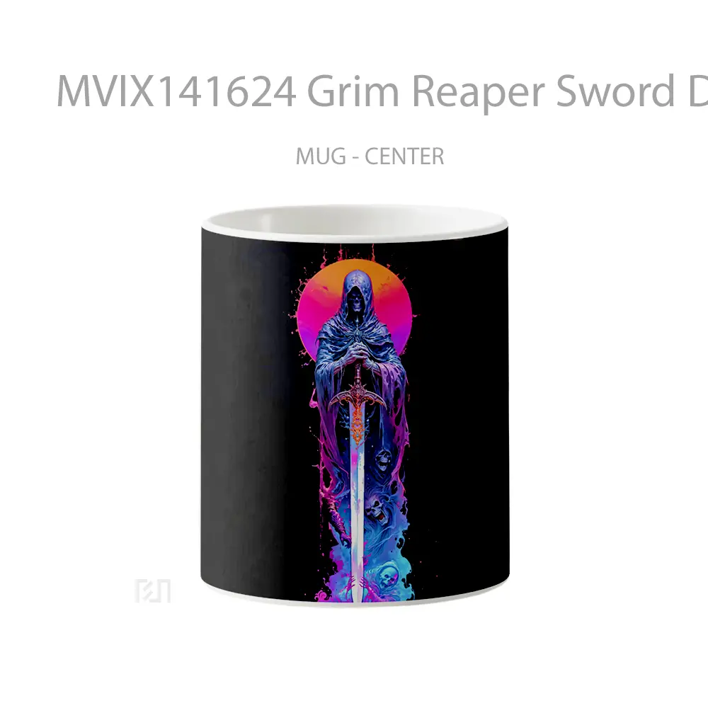 Mug Grim Reaper Sword Digital Art Gelas Keramik Unik