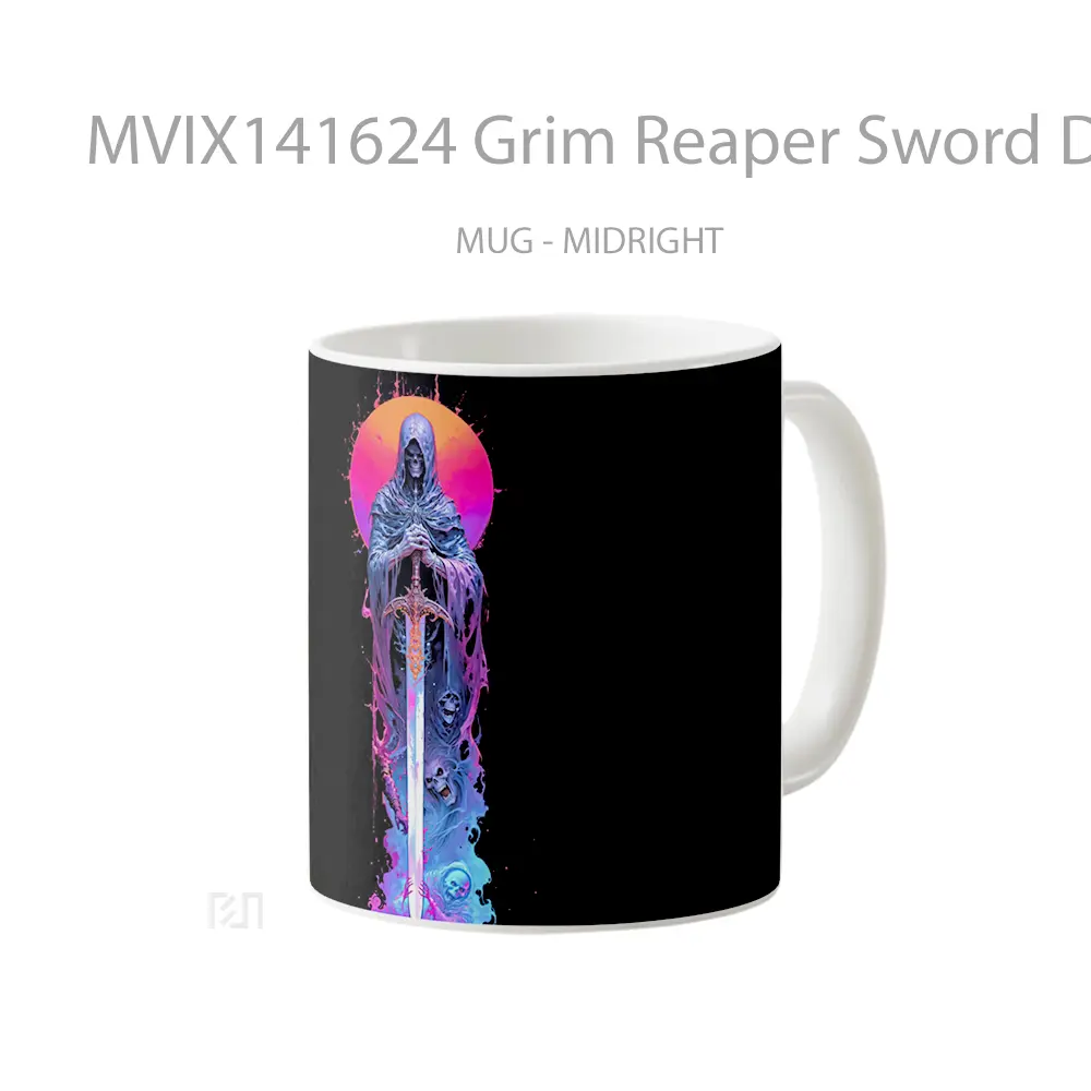 Mug Grim Reaper Sword Digital Art Gelas Keramik Unik - All-side / Desain