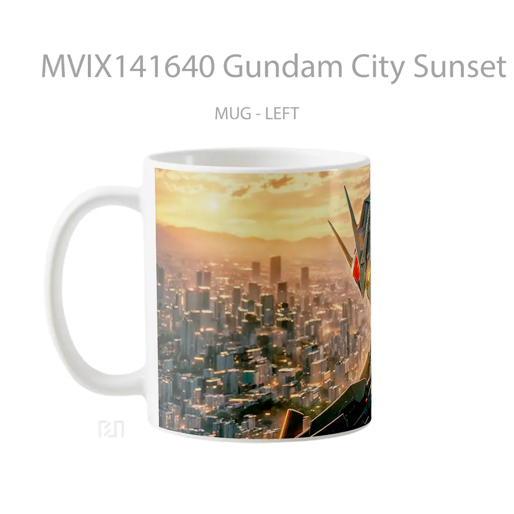 Mug Gundam City Sunset Gelas Pemandangan Alam - All-side / Desain