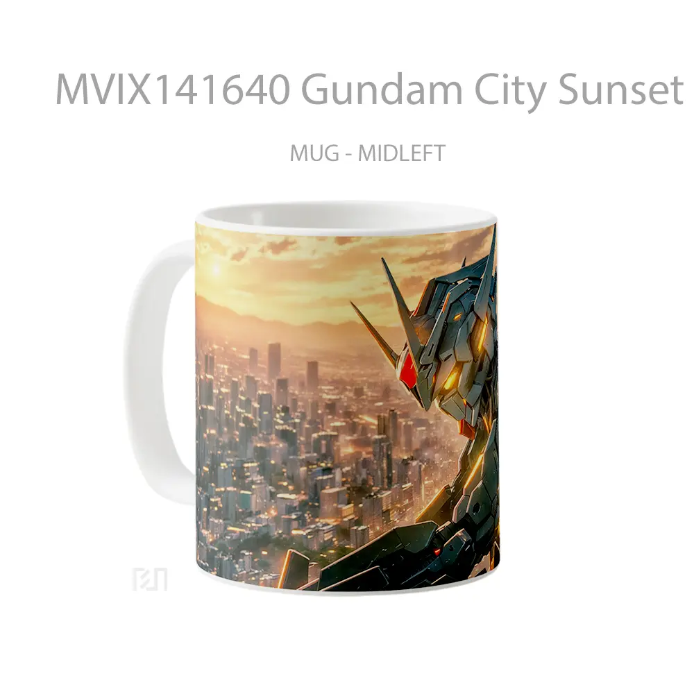 Mug Gundam City Sunset Gelas Pemandangan Alam - All-side / Desain