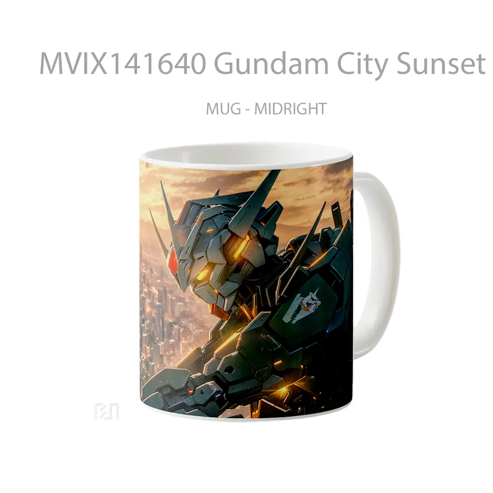 Mug Gundam City Sunset Gelas Pemandangan Alam - All-side / Desain