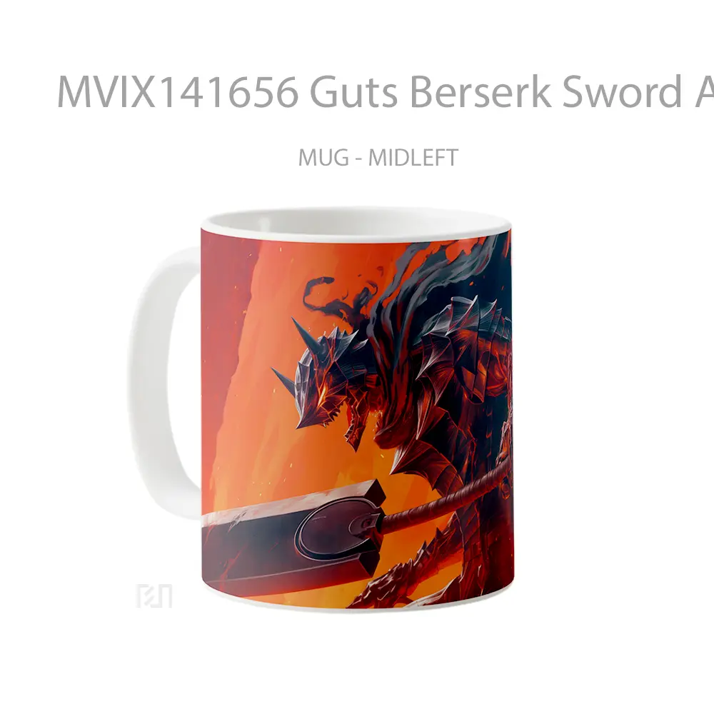 Mug Guts Berserk Sword Armor Gelas Keramik Unik - All-side / Desain