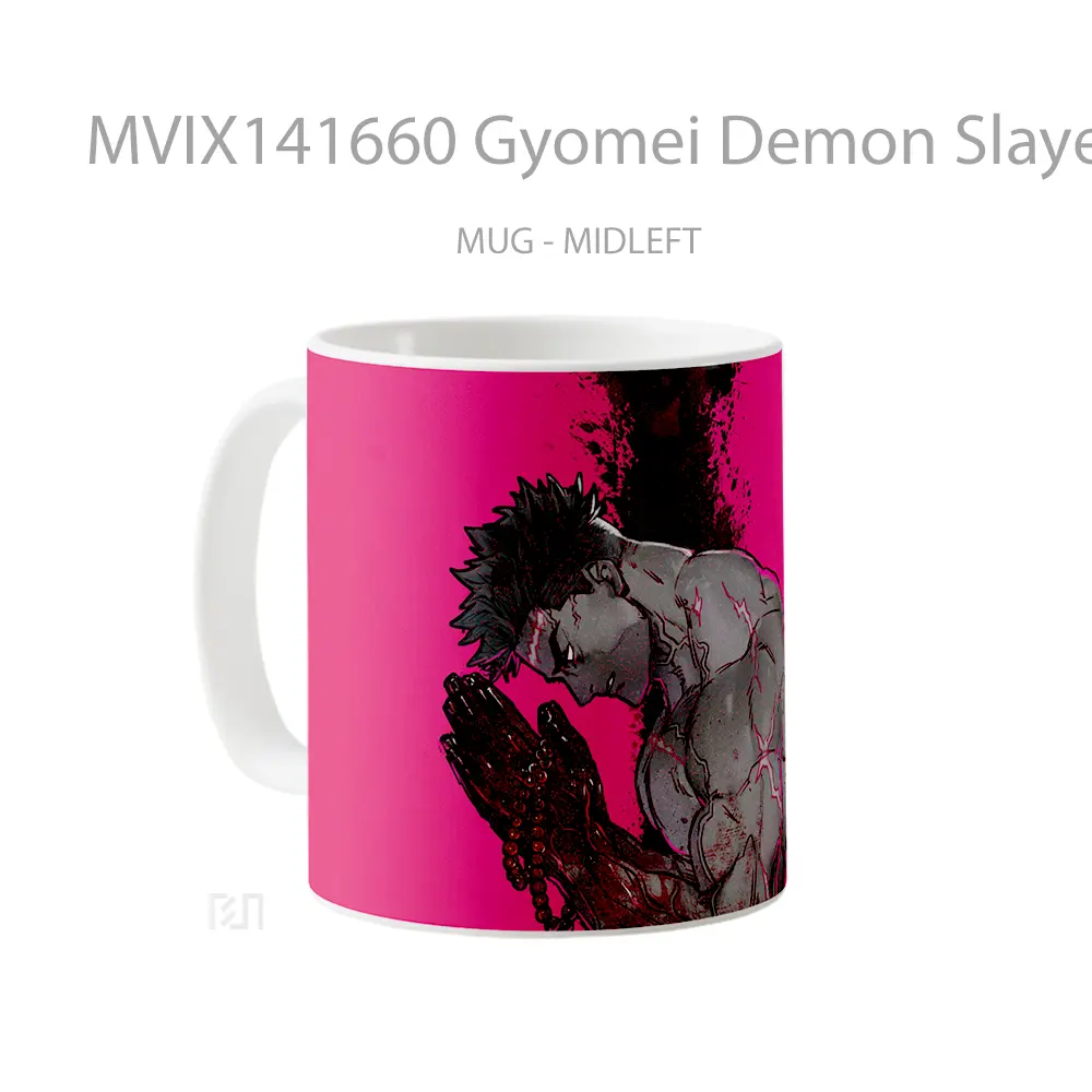 Mug Gyomei Demon Slayer Stone Hashira Gelas Keramik Unik - All-side / Desain