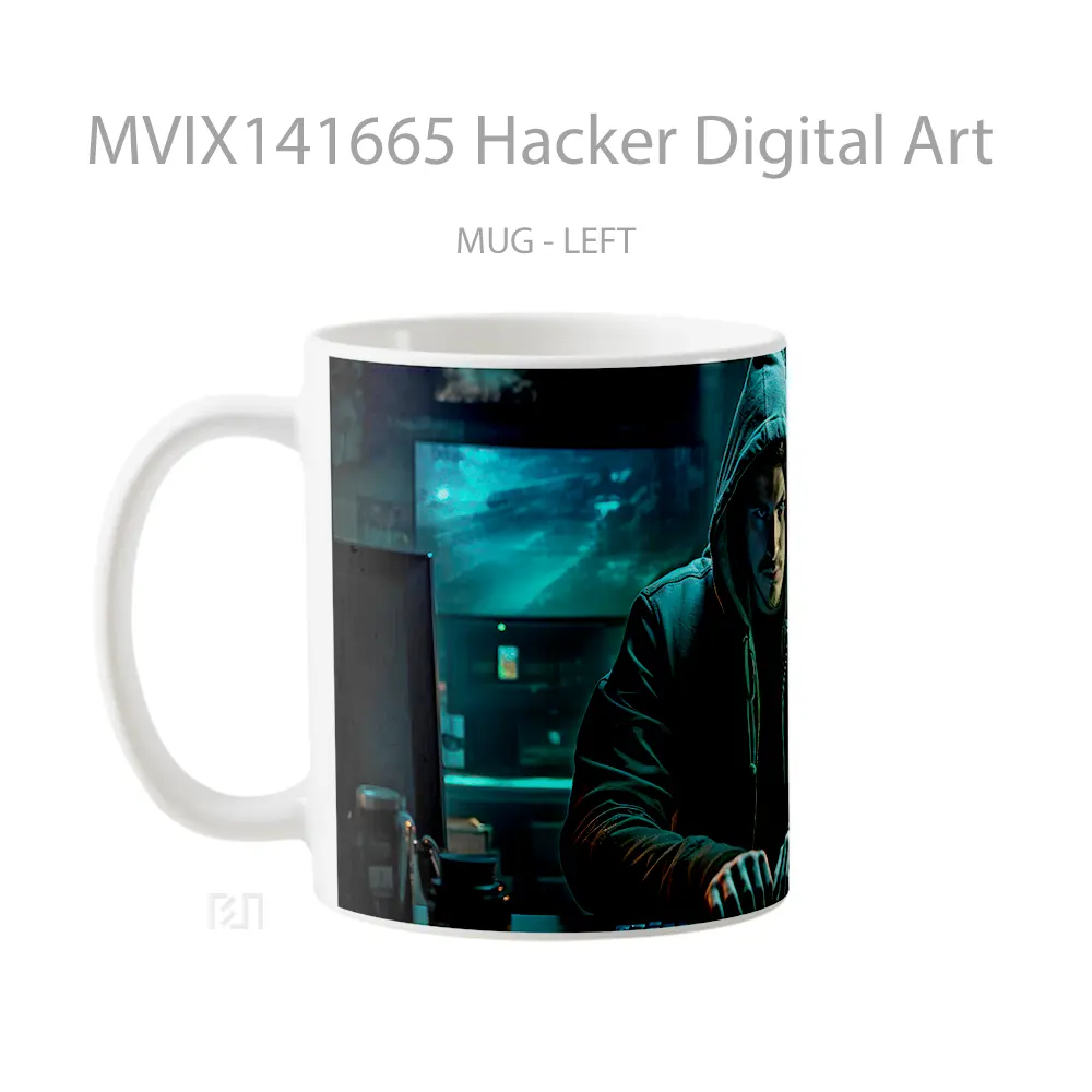 Mug Hacker Digital Art Gelas Keramik Unik - All-side / Desain