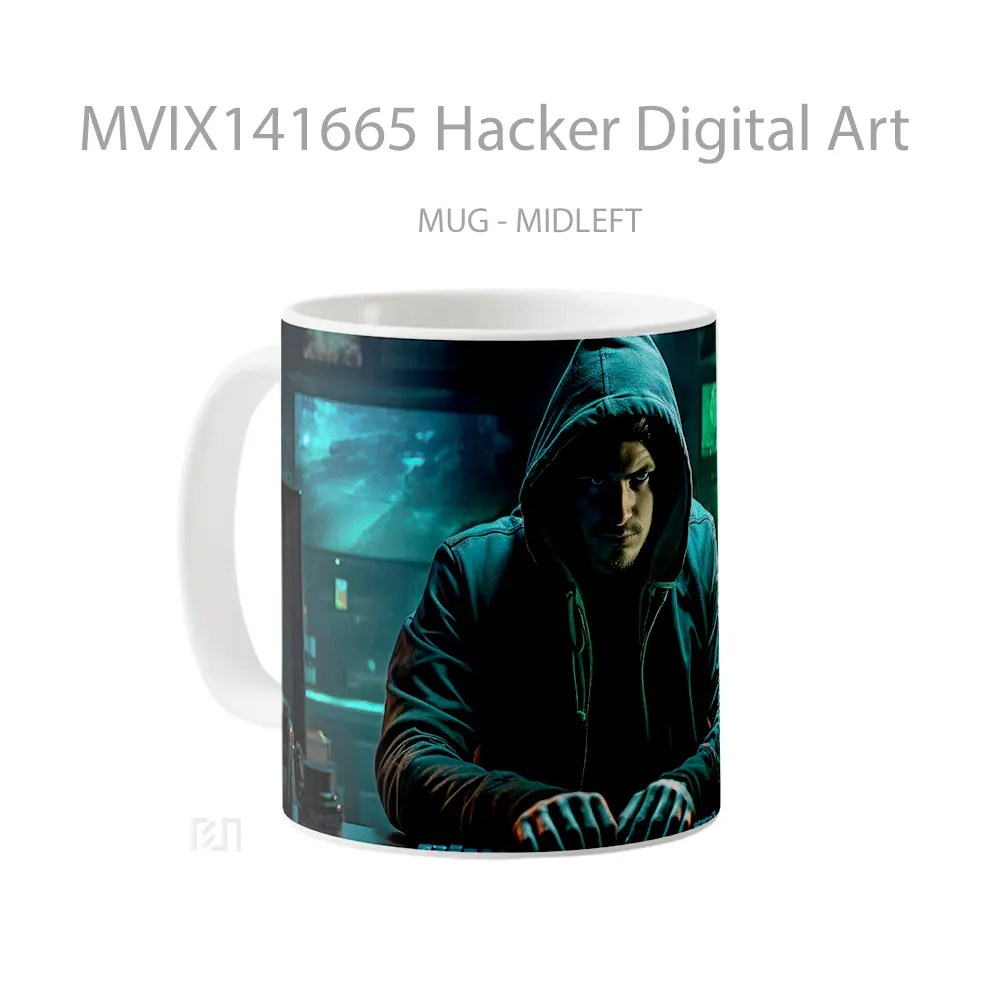 Mug Hacker Digital Art Gelas Keramik Unik - All-side / Desain