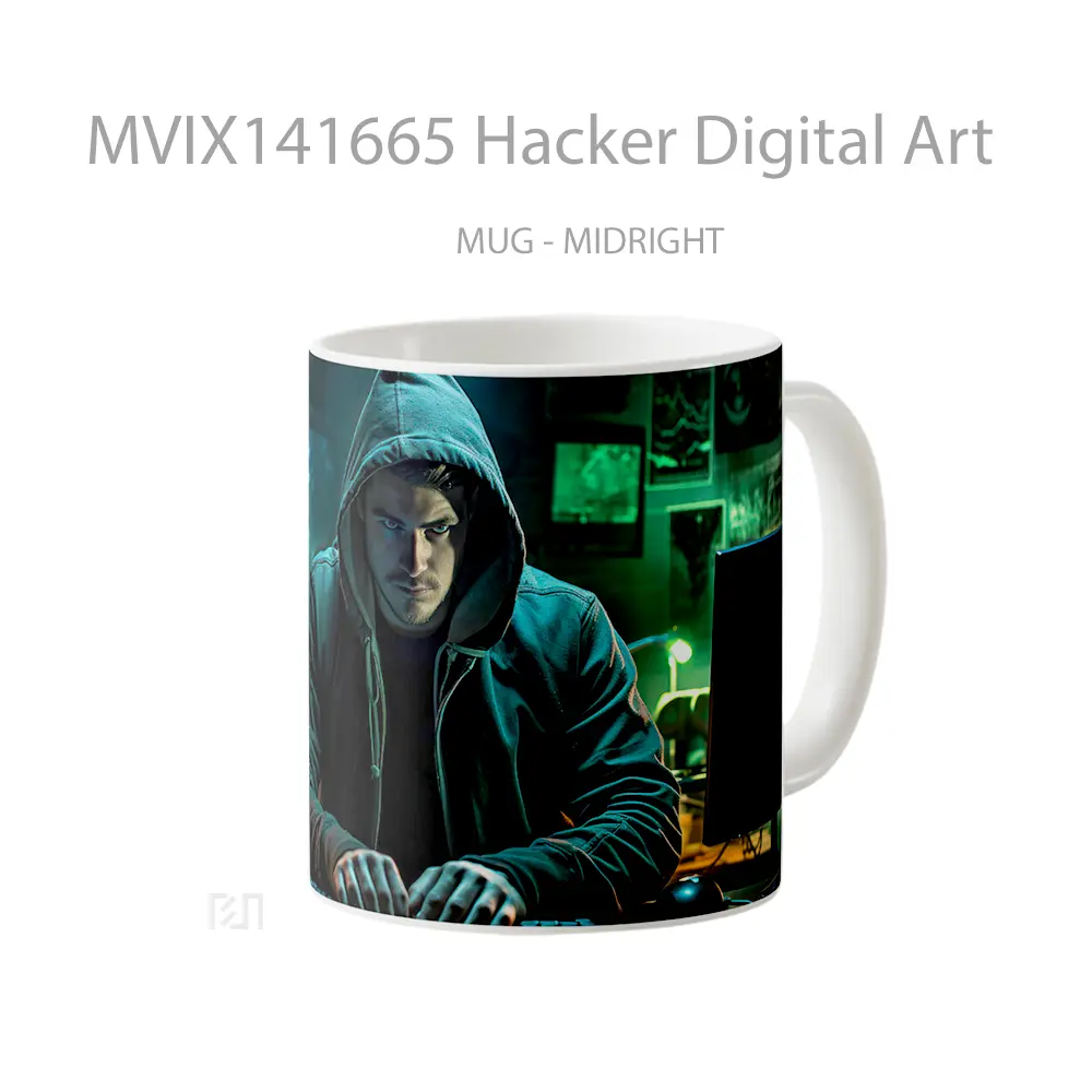 Mug Hacker Digital Art Gelas Keramik Unik - All-side / Desain