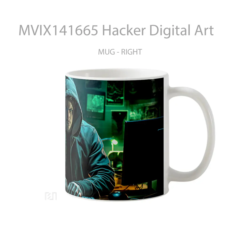 Mug Hacker Digital Art Gelas Keramik Unik - All-side / Desain