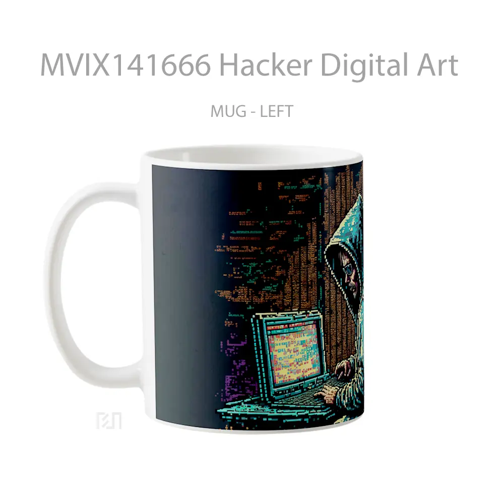 Mug Hacker Digital Art Gelas Keramik Unik - All-side / Desain