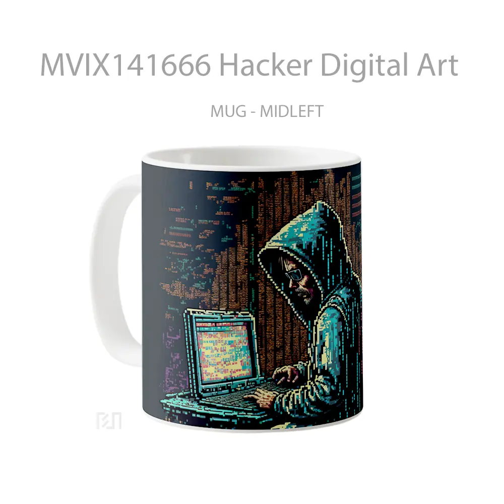 Mug Hacker Digital Art Gelas Keramik Unik - All-side / Desain