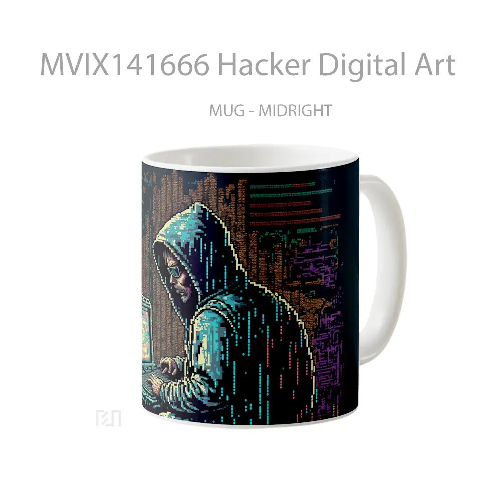 Mug Hacker Digital Art Gelas Keramik Unik - All-side / Desain