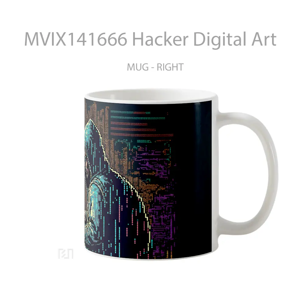 Mug Hacker Digital Art Gelas Keramik Unik - All-side / Desain