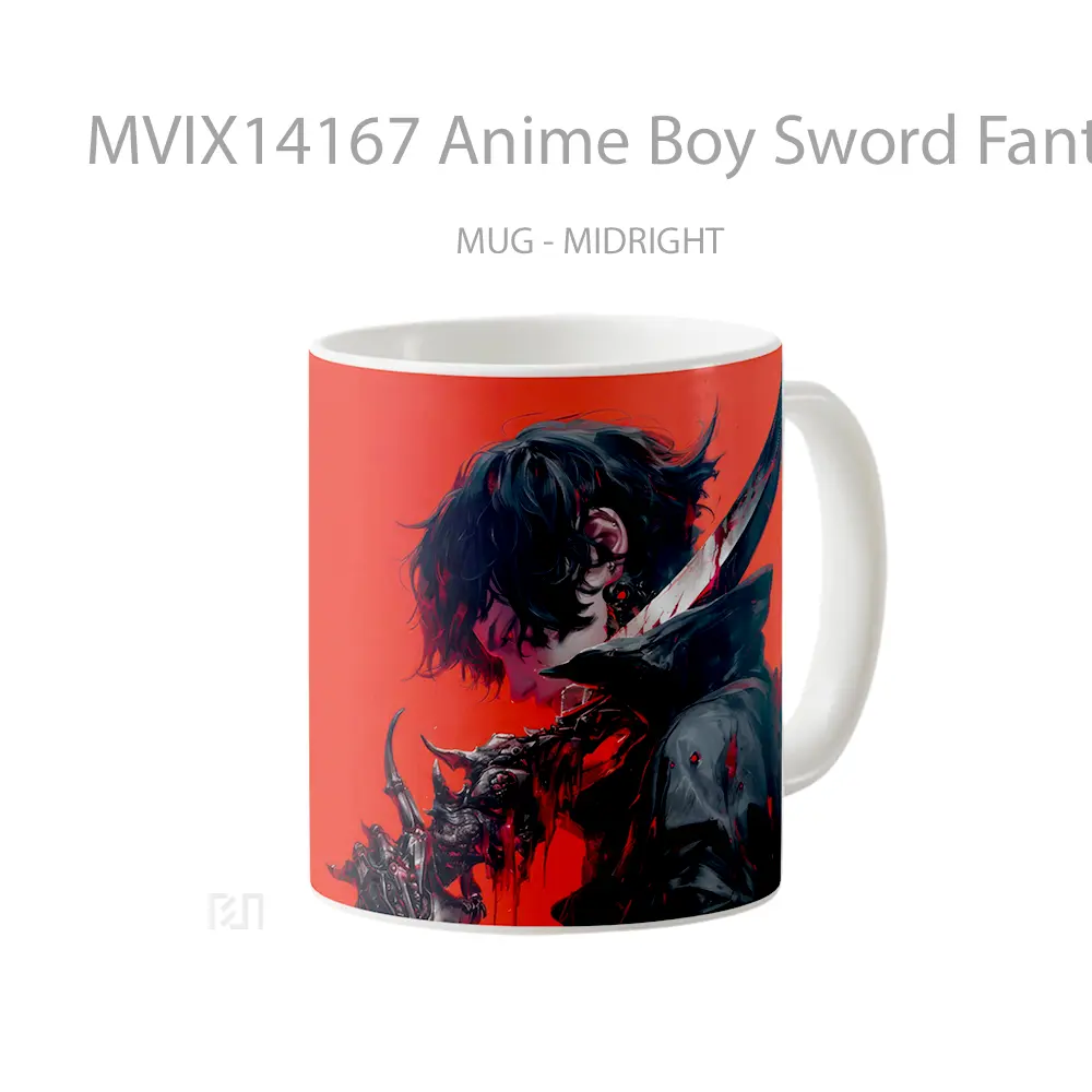 Mug Anime Boy Sword Fantasy Cangkir Anime - All-side / Desain