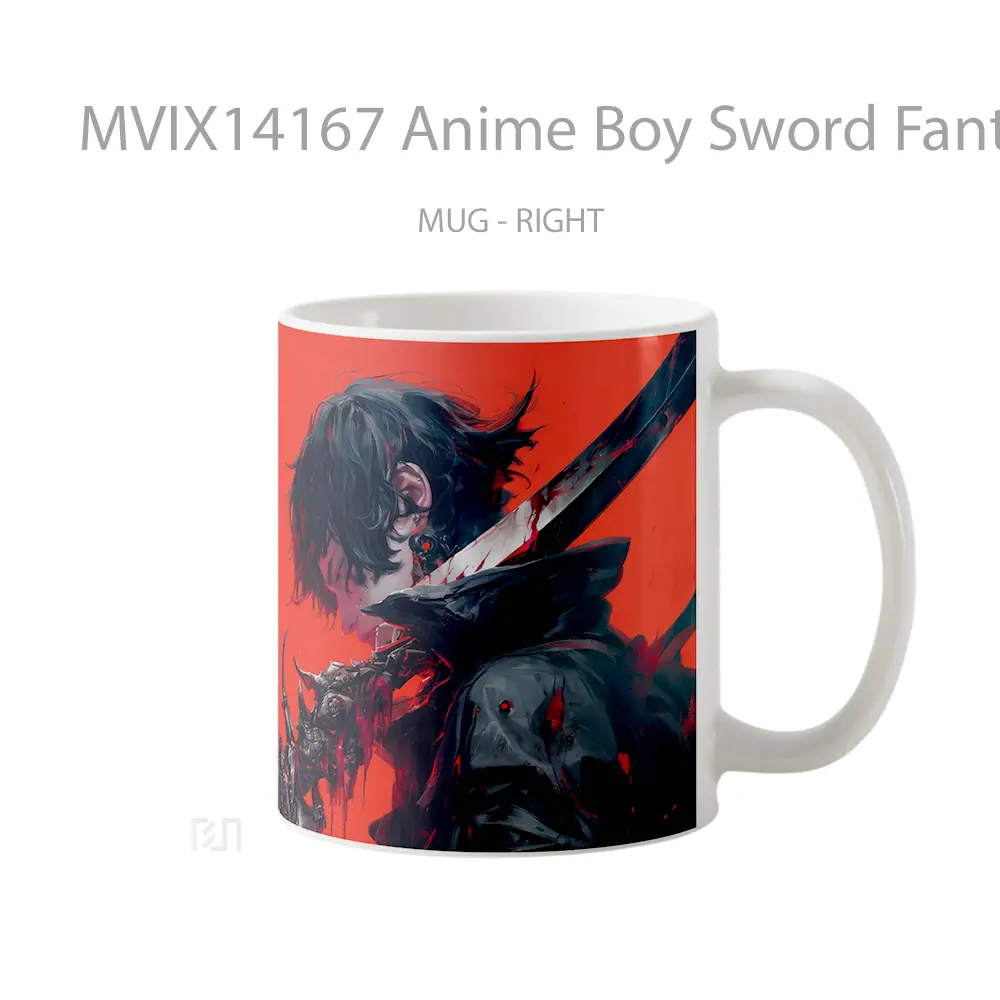 Mug Anime Boy Sword Fantasy Cangkir Anime - All-side / Desain