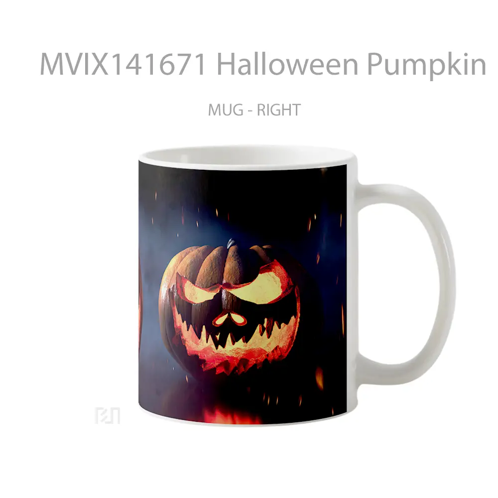Mug Halloween Pumpkin Gelas Keramik Unik - All-side / Desain