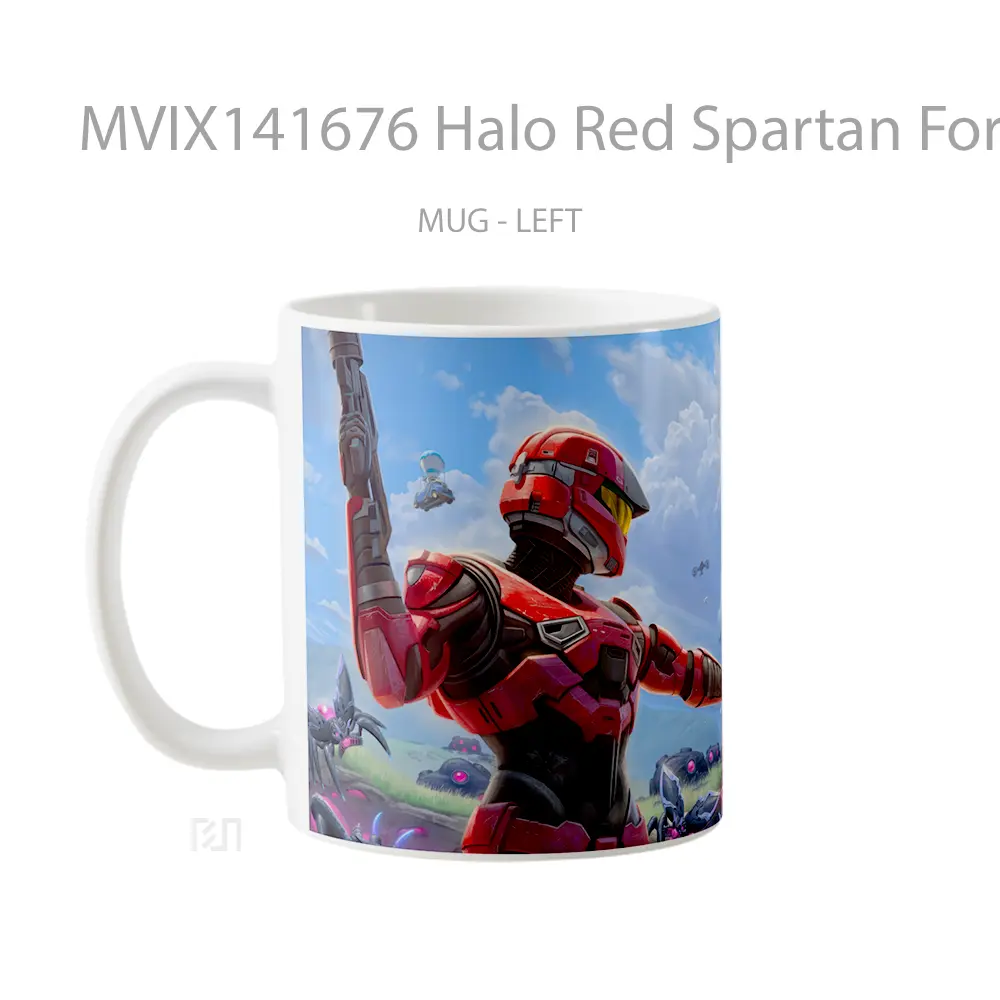 Mug Halo Red Spartan Fortnite Gelas Keramik Unik - All-side / Desain