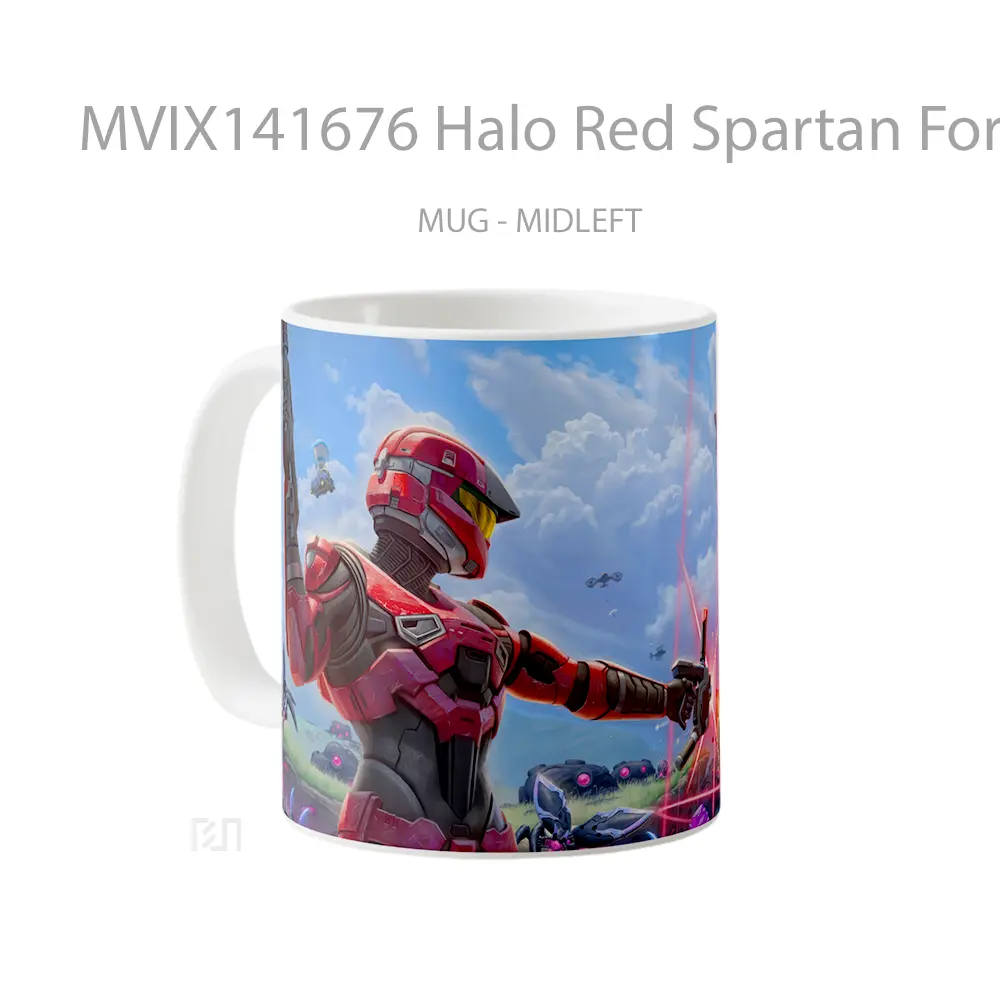 Mug Halo Red Spartan Fortnite Gelas Keramik Unik - All-side / Desain