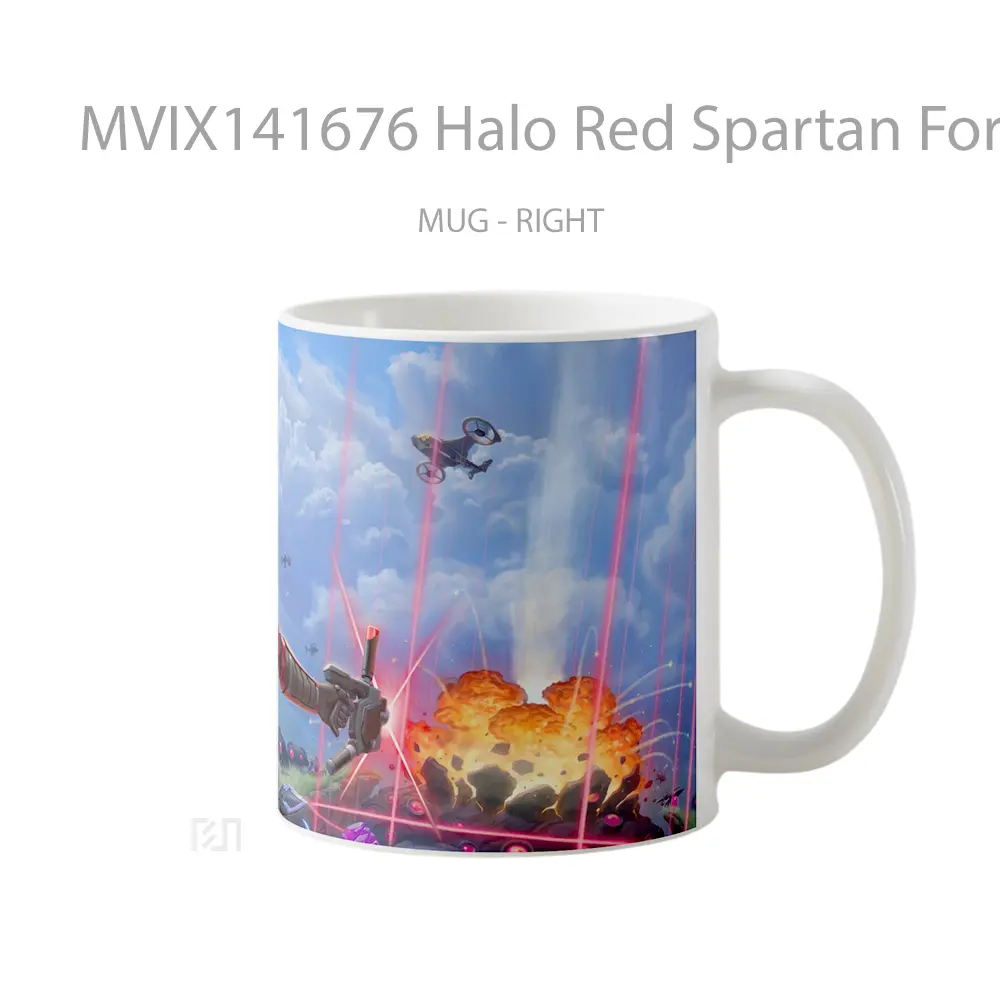 Mug Halo Red Spartan Fortnite Gelas Keramik Unik - All-side / Desain