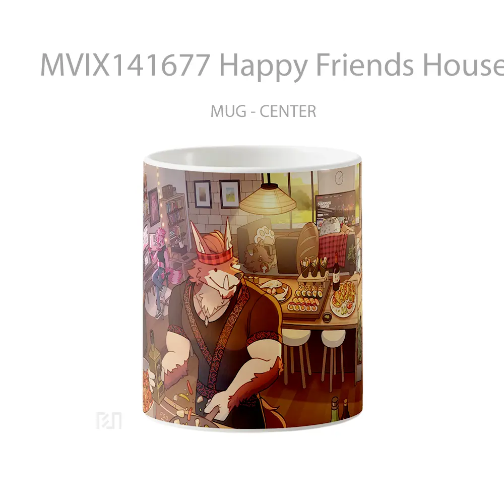 Mug Happy Friends House Digital Art Gelas Keramik Unik