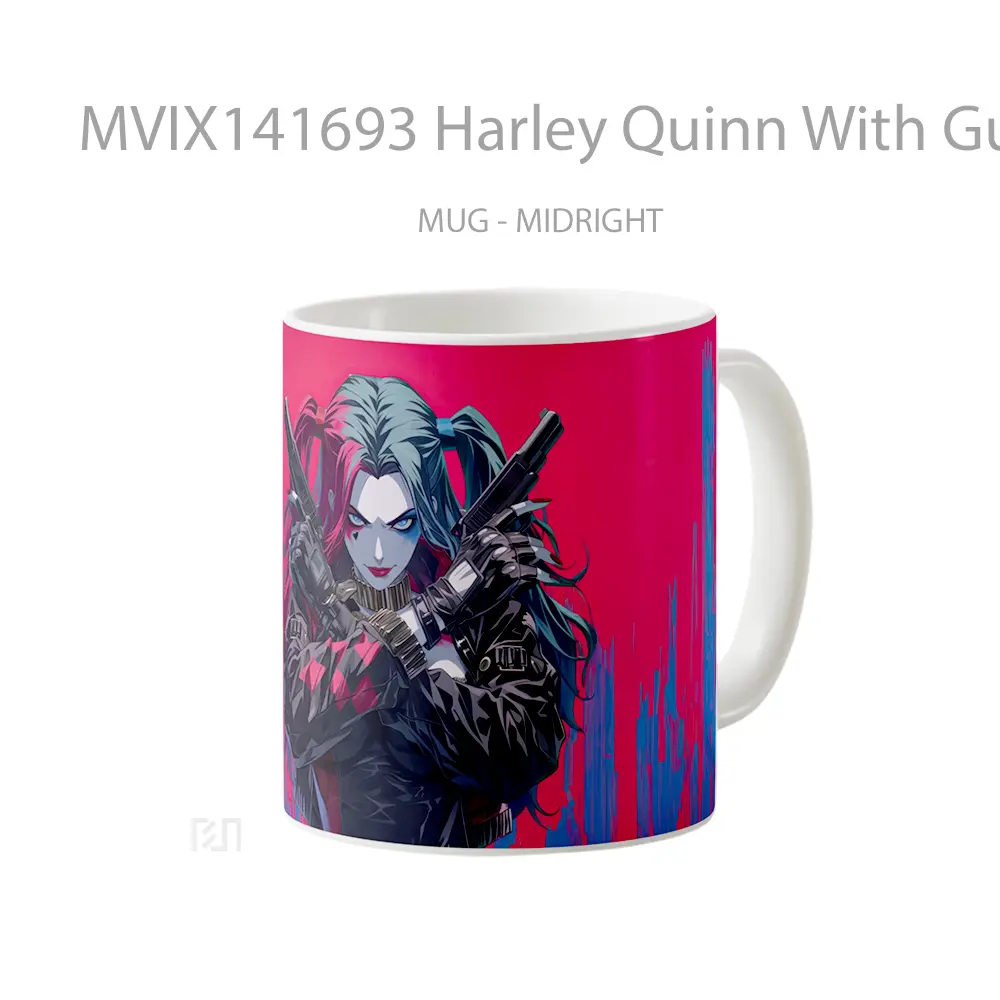 Mug Harley Quinn With Gun Gelas Keramik Unik - All-side / Desain