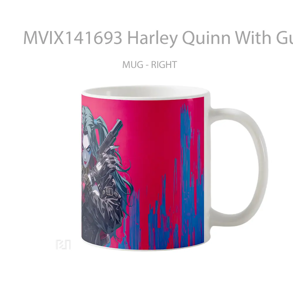Mug Harley Quinn With Gun Gelas Keramik Unik - All-side / Desain