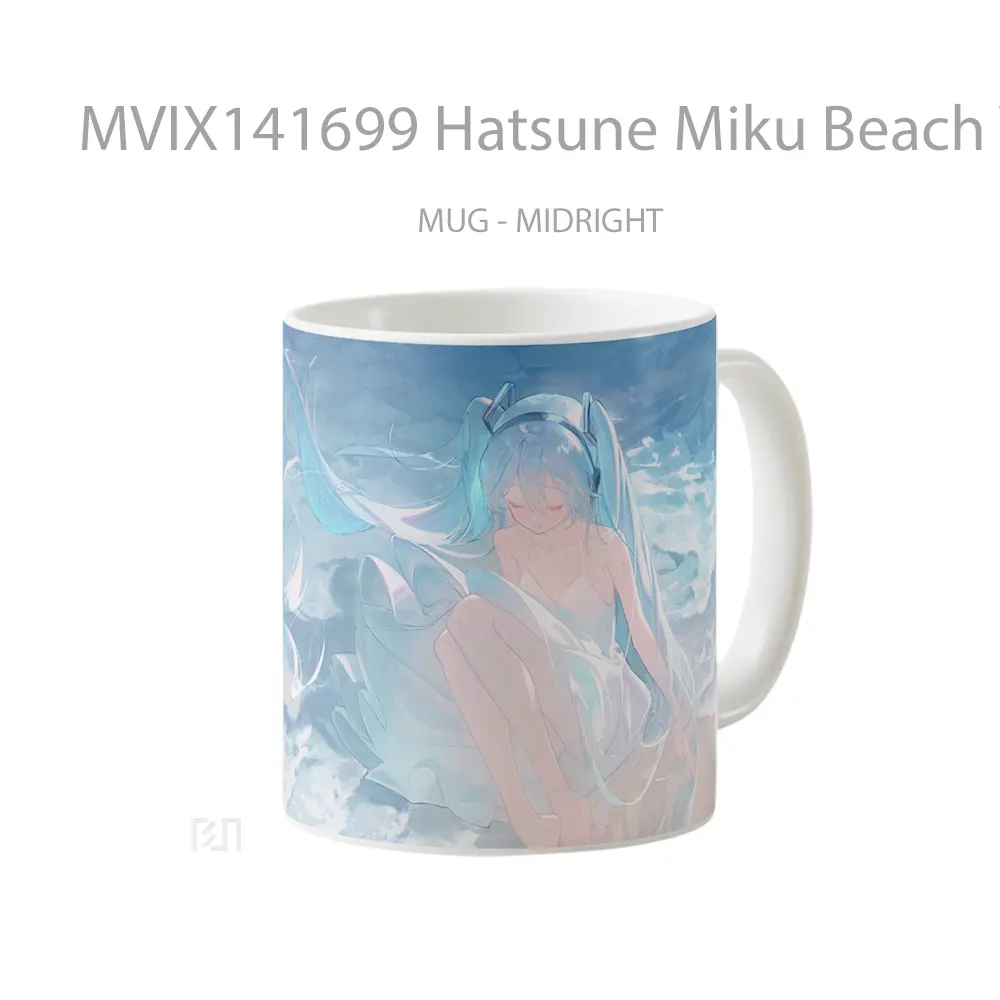 Mug Hatsune Miku Beach Wav Gelas Pemandangan Alam - All-side / Desain