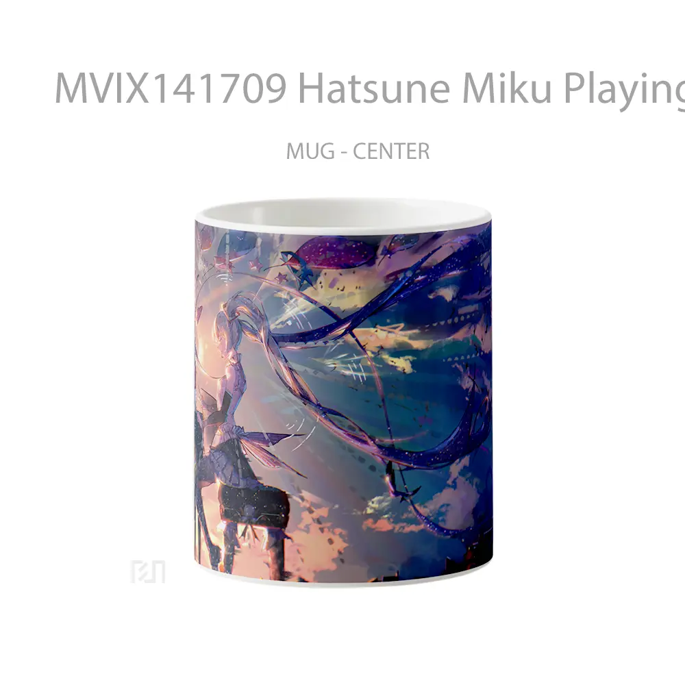 Mug Hatsune Miku Playing Piano Anime Girl Cangkir Anime