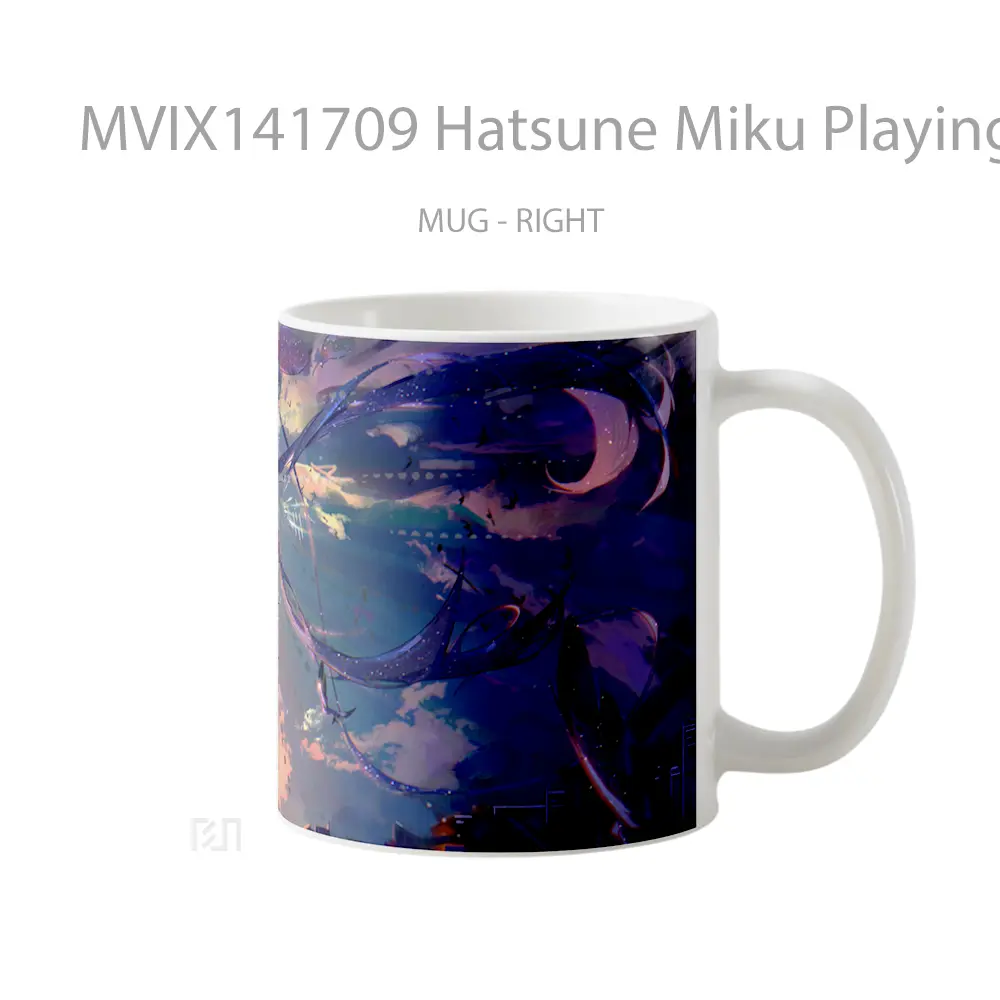 Mug Hatsune Miku Playing Piano Anime Girl Cangkir Anime - All-side / Desain